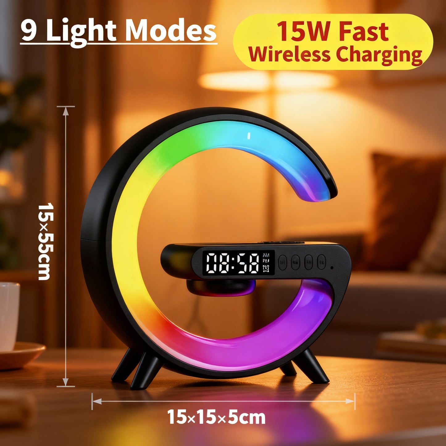 XENDRIC AuraStation – Smart Lamp, Bluetooth Speaker & Fast Wireless Charger